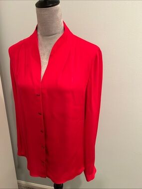 Elie Tahari Luxurious Red Silk Blouse M